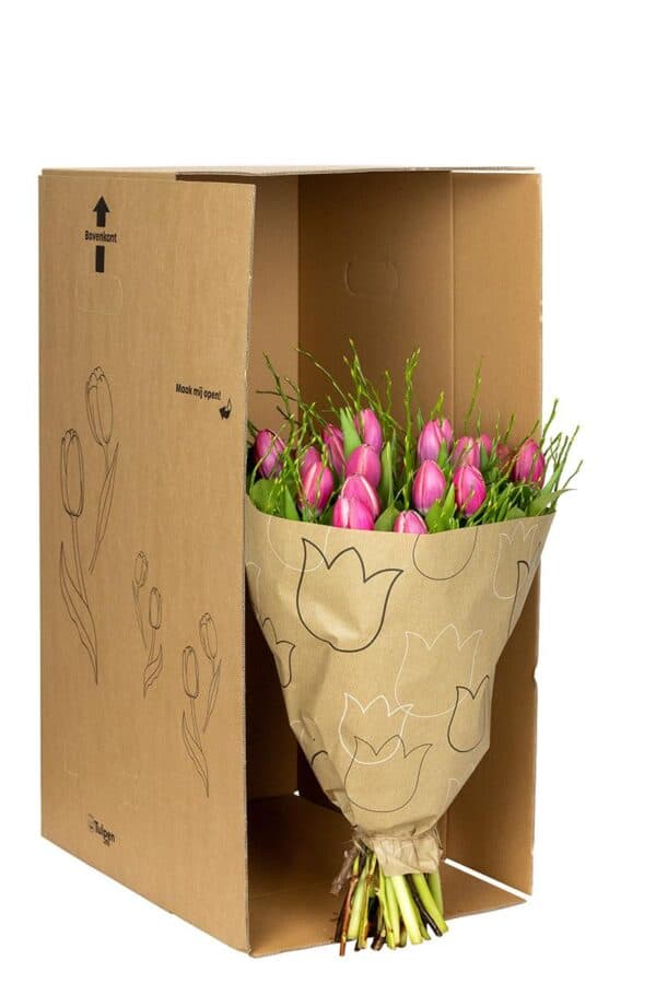 Multicolour bos tulpen in doos